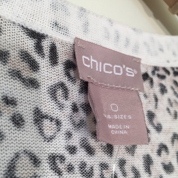 Chico’s animal print ruched sleeve open cardigan size 0 - Picture 7 of 9